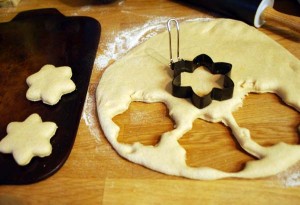 Bread dough cookie cutter cut outs