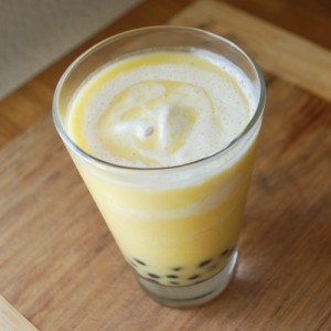 Mango Bubble Tea with scoop of vanilla ice cream