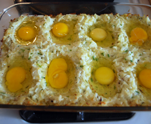 Twice Baked, adding the eggs