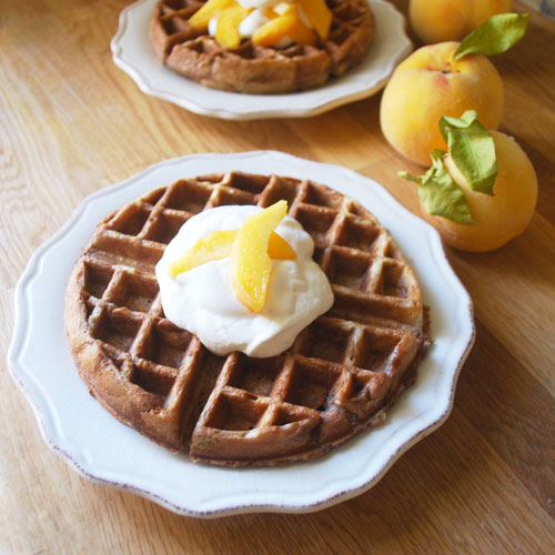 Nutella Waffles with Peaches n Cream