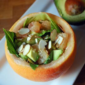 Jack-o-lantern grapefruit salad