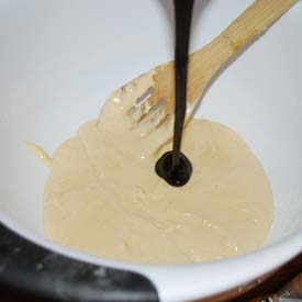 Chocolate mixed into batter