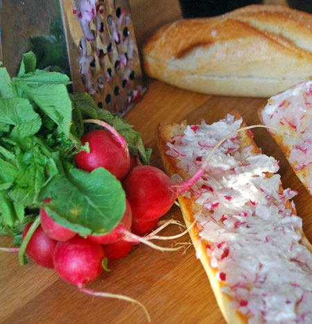 Radish Butter on Baguette