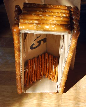 Thin pretzel sticks to cover the gap