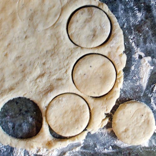 Cut out biscuits with upside down glass