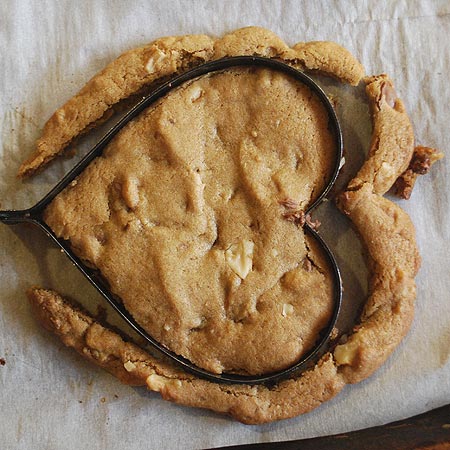 Trim Baked Cookies into Hearts