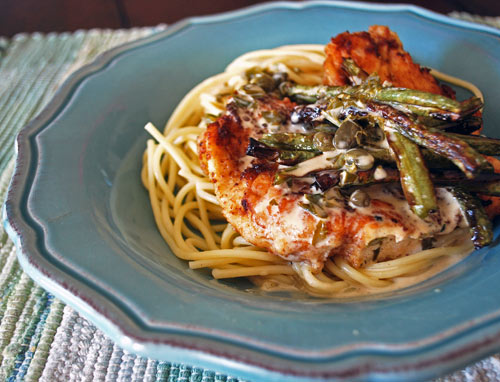 Chicken Piccata with Roasted Green Beans