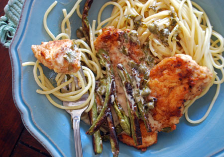 Chicken Piccata with Roasted Green Beans