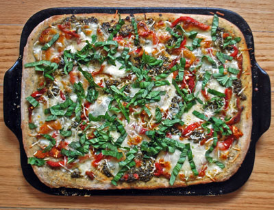 Roasted Pepper and Basil Pizza