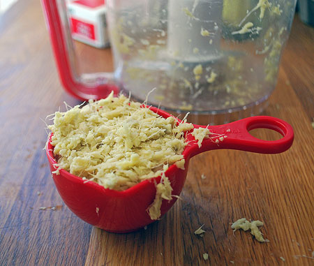 Food Processor Diced Fresh Ginger