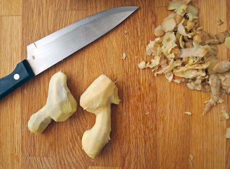 Peeling Fresh Ginger